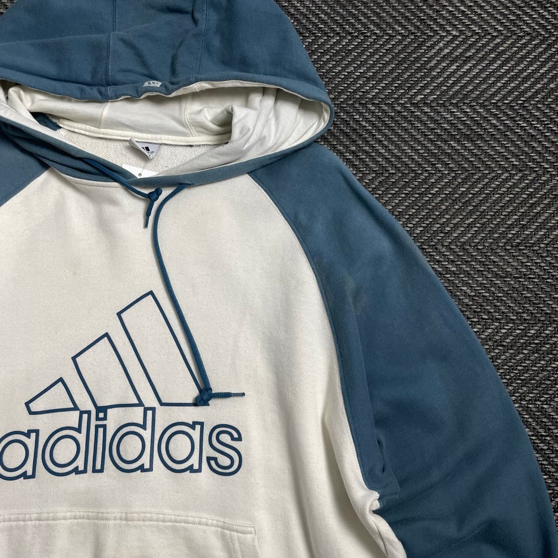 00s 아디다스 빅로고 배색 후드 티셔츠o 4032 상품이미지4