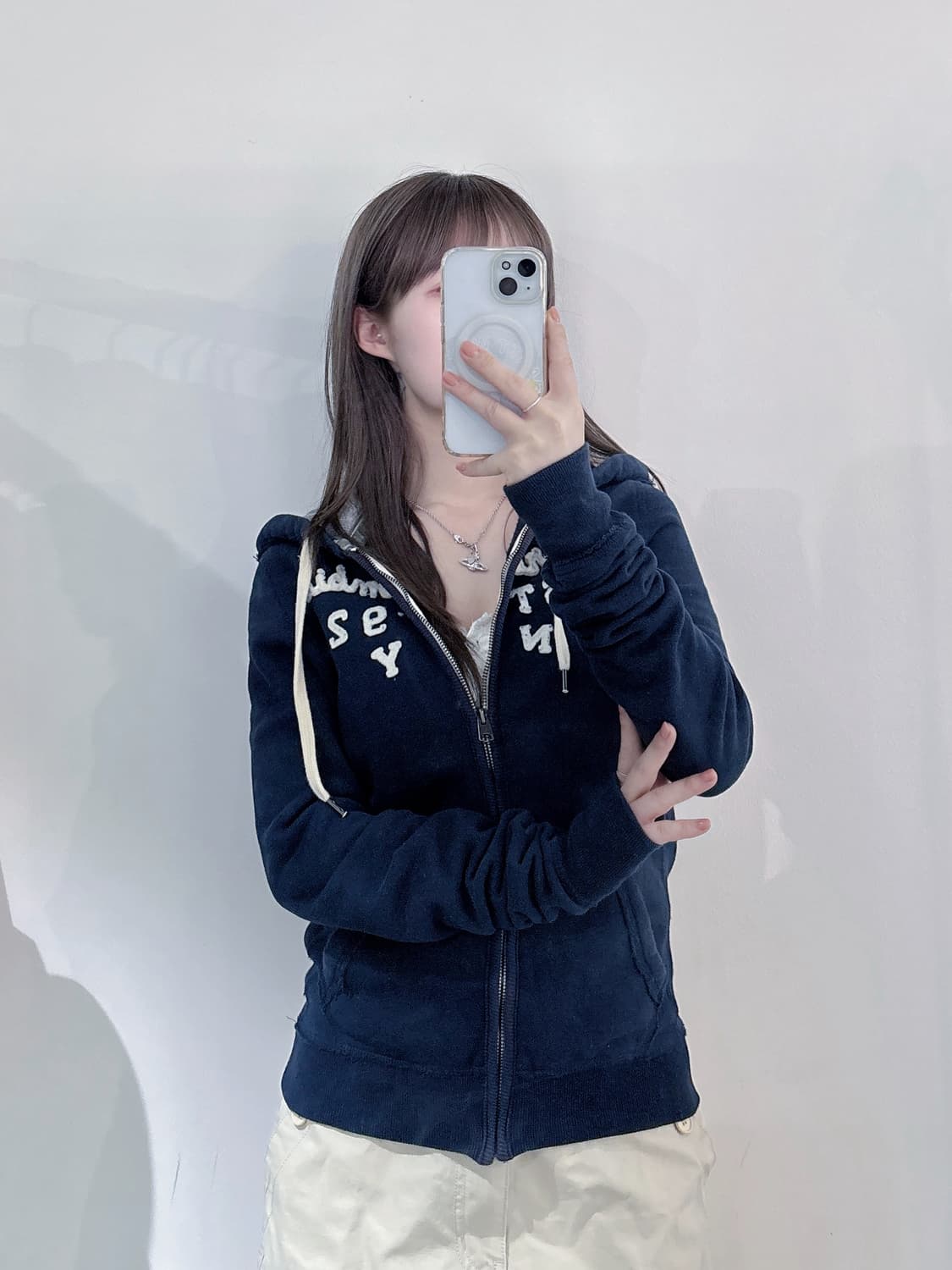 아베크롬비 빅로고 네이비 후드집업 상품이미지1