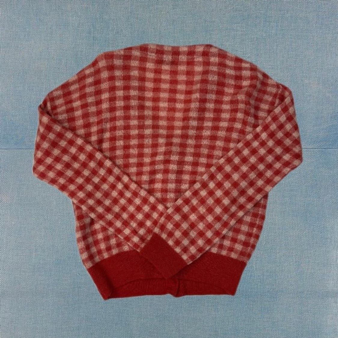 일본 빈티지 체크 니트 가디건 상품이미지2