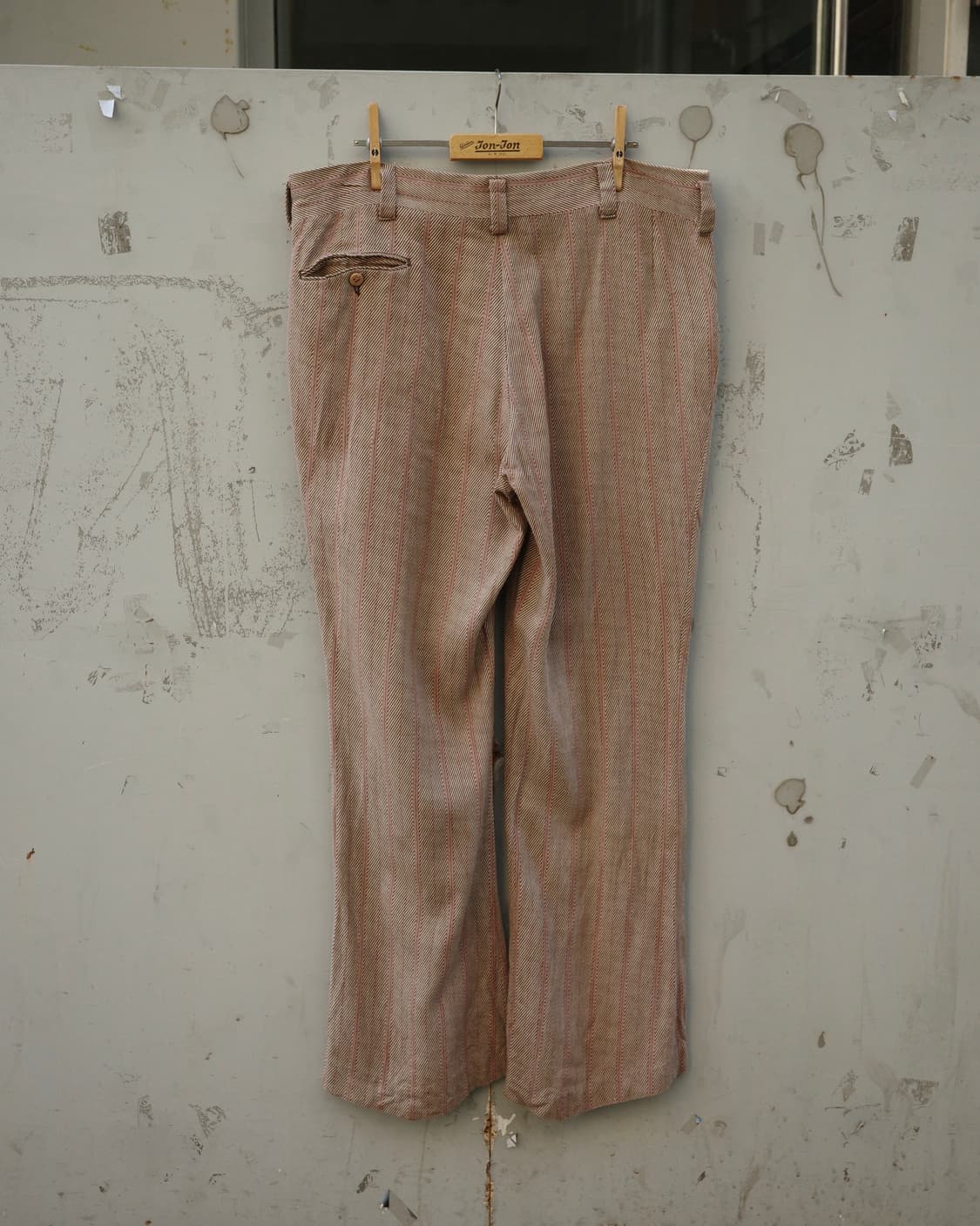 70s 빈티지 레드 핀스트라이프 플레어 슬랙스 상품이미지4