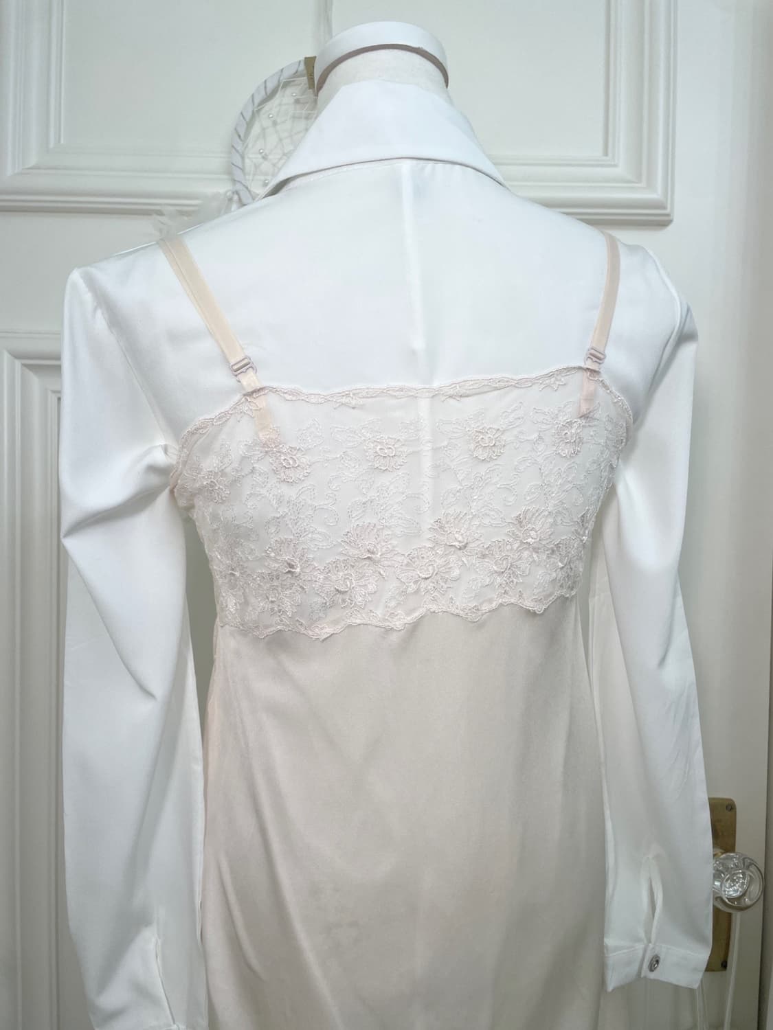 white flare mini shirt opc&pink lace sat 상품이미지4