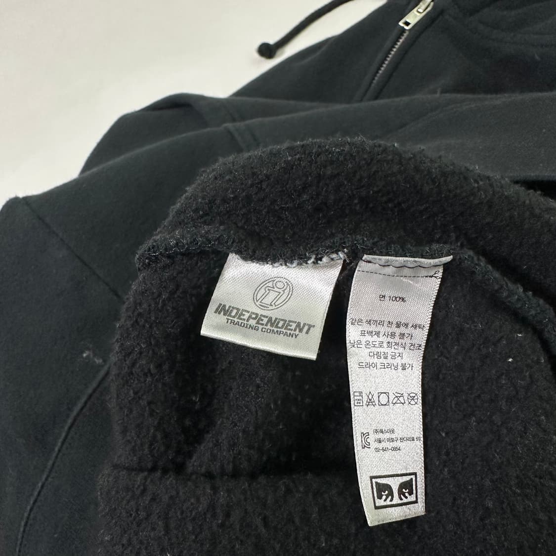 M 오베이 블랙 백로고 후드집업 상품이미지6