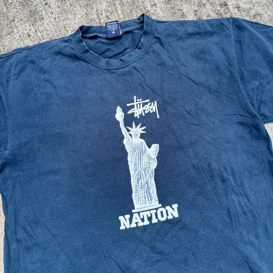[L] 90s Stussy 스투시 스컬헤드 자유의 여신상 반팔 상품이미지5