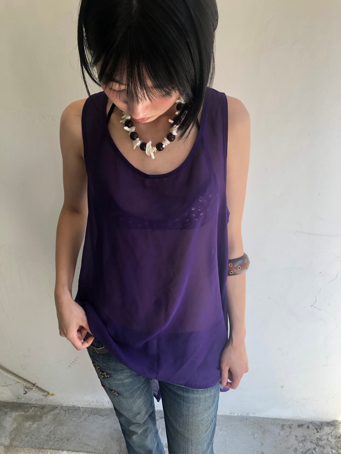 purple sheer layered dress 상품이미지3