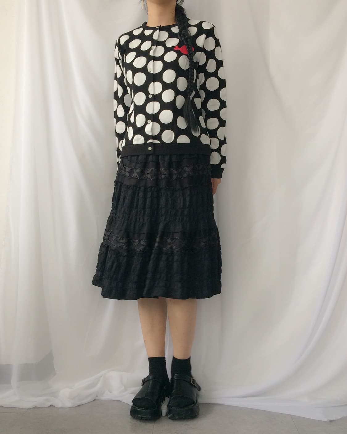 Dot pattern printing cardigan 상품이미지6