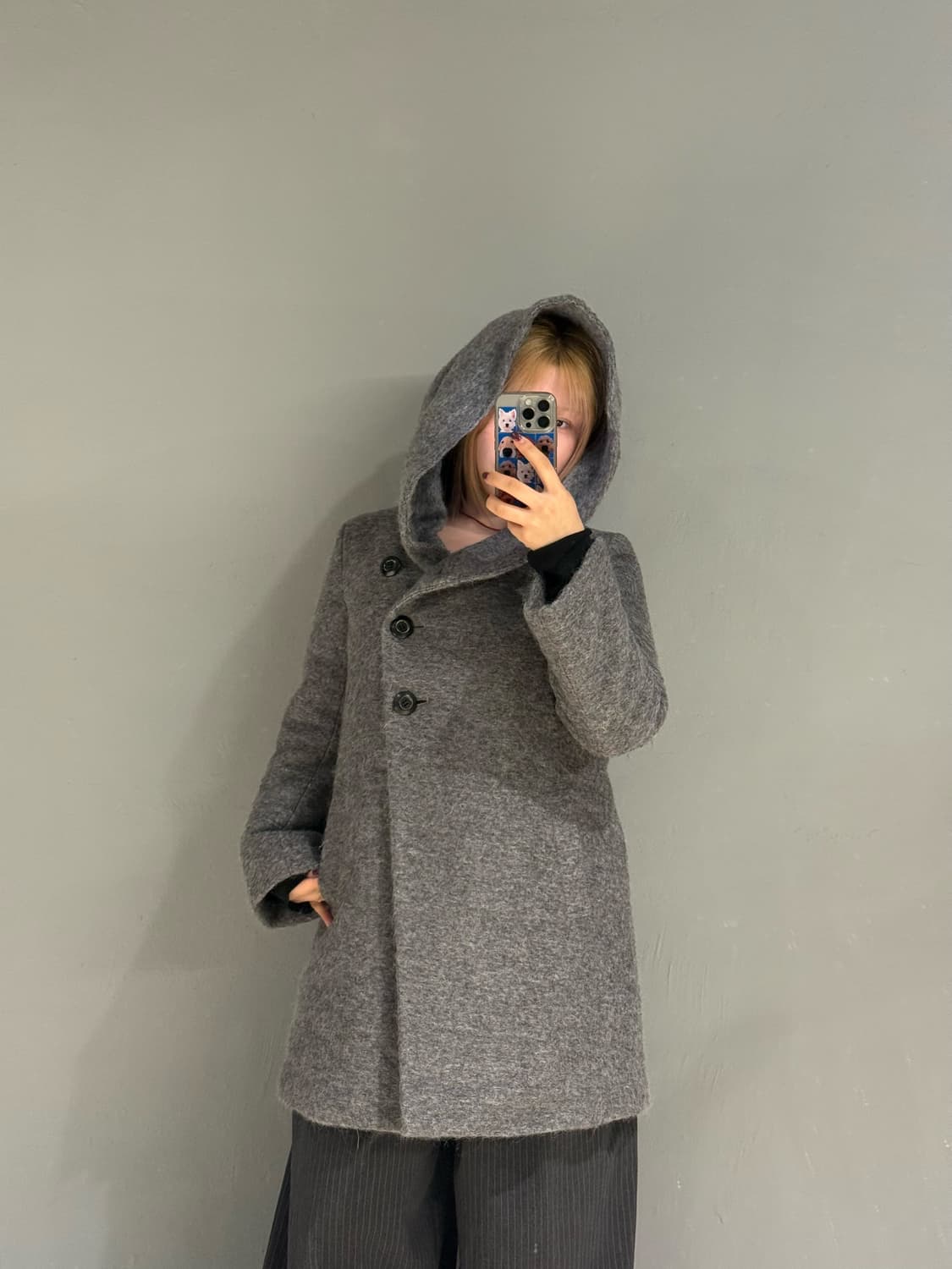 big hood side button detail coat  상품이미지3