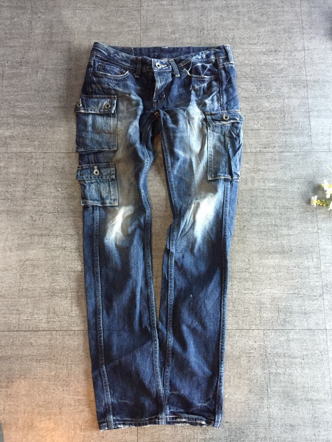 일본빈티지 Johnbull 존불 핀터깔y2k펑크 데님카고팬츠 상품이미지1