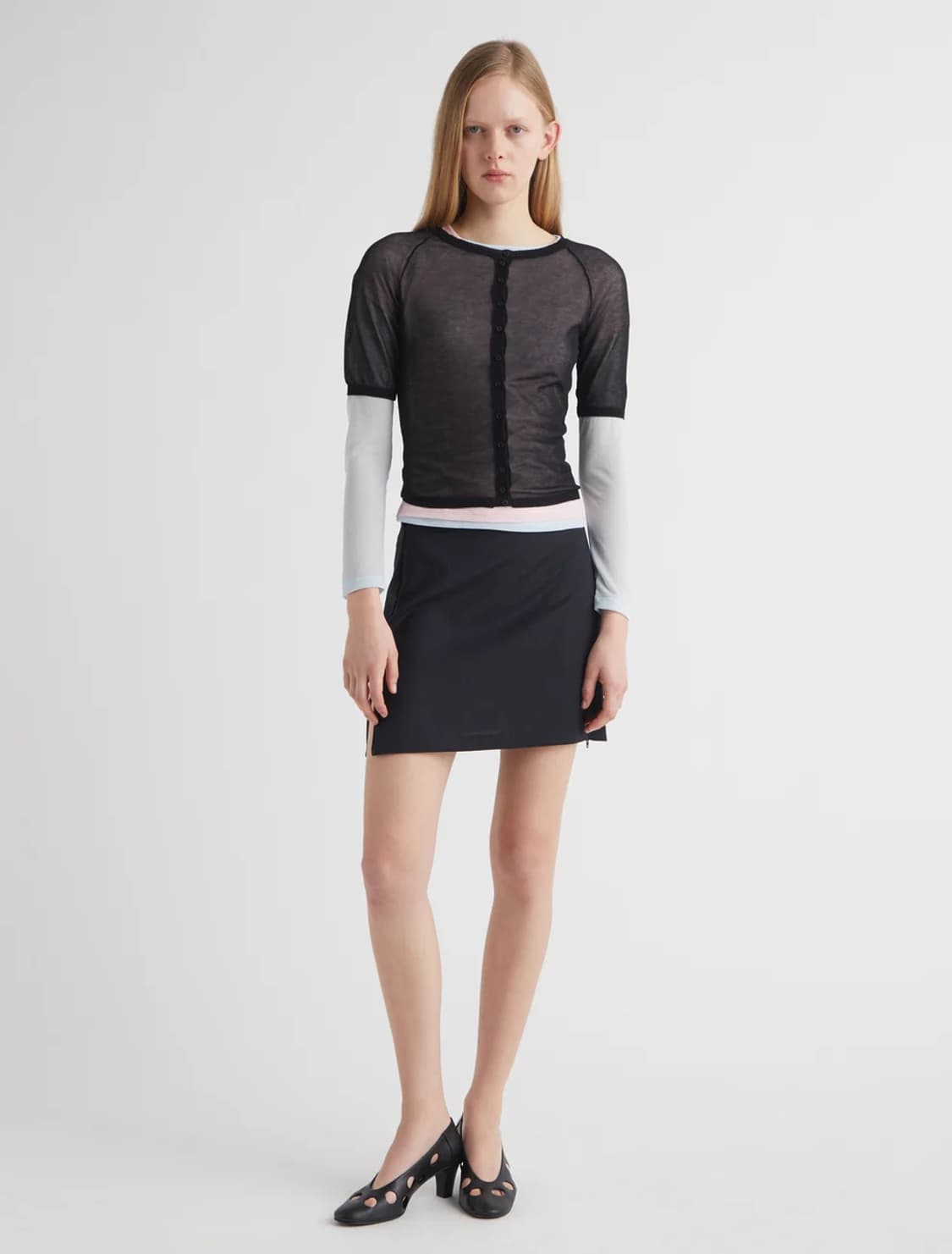 [36,38]팔로마울 Lumieti 핀 스트라이프 스커트/다크 그레이 상품이미지2