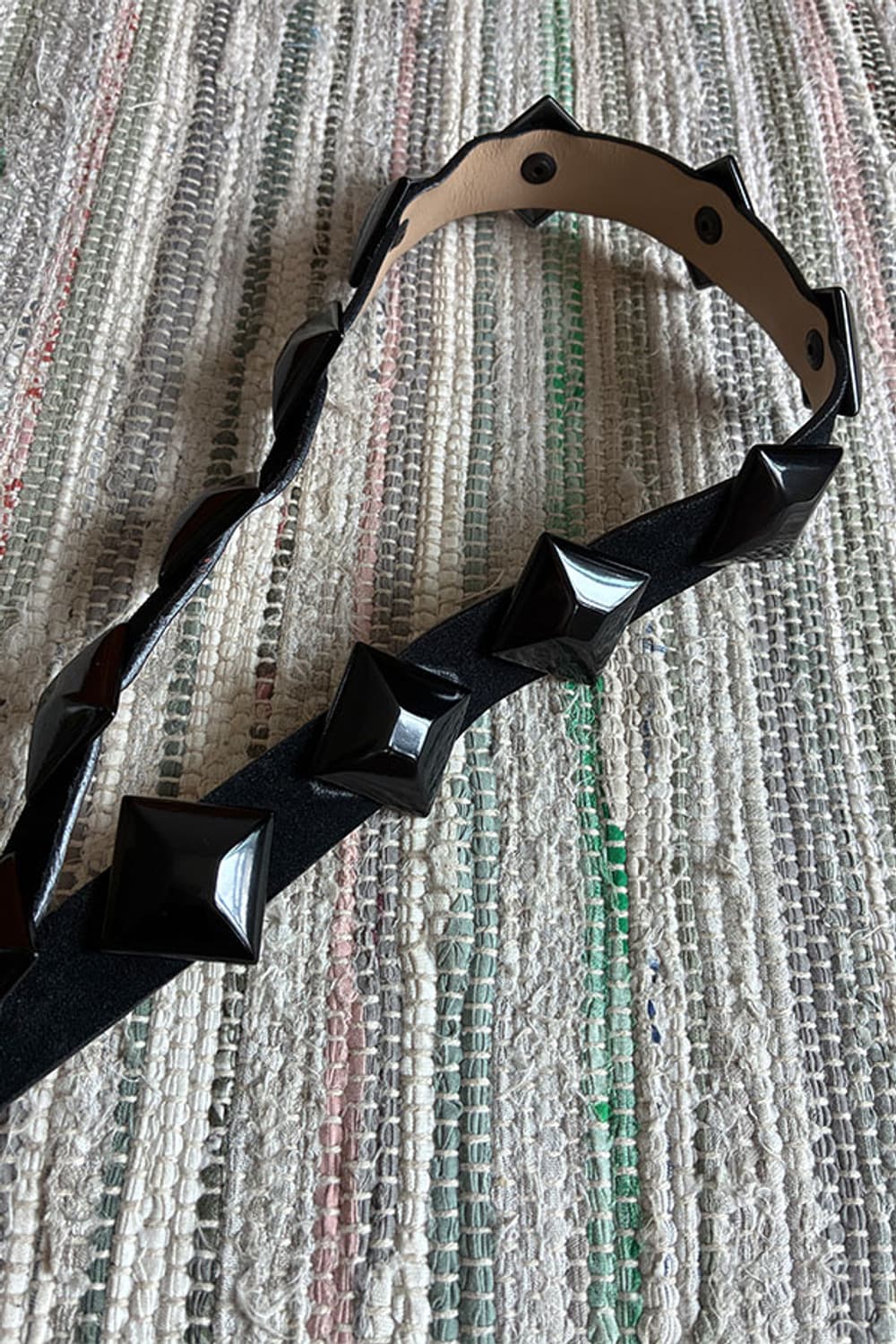 Black Studded Edge Leather Belt 상품이미지3