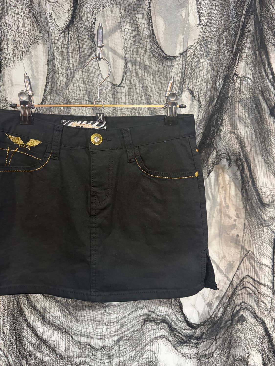 Y2k Gothic gold wing studs mini skirt 상품이미지7