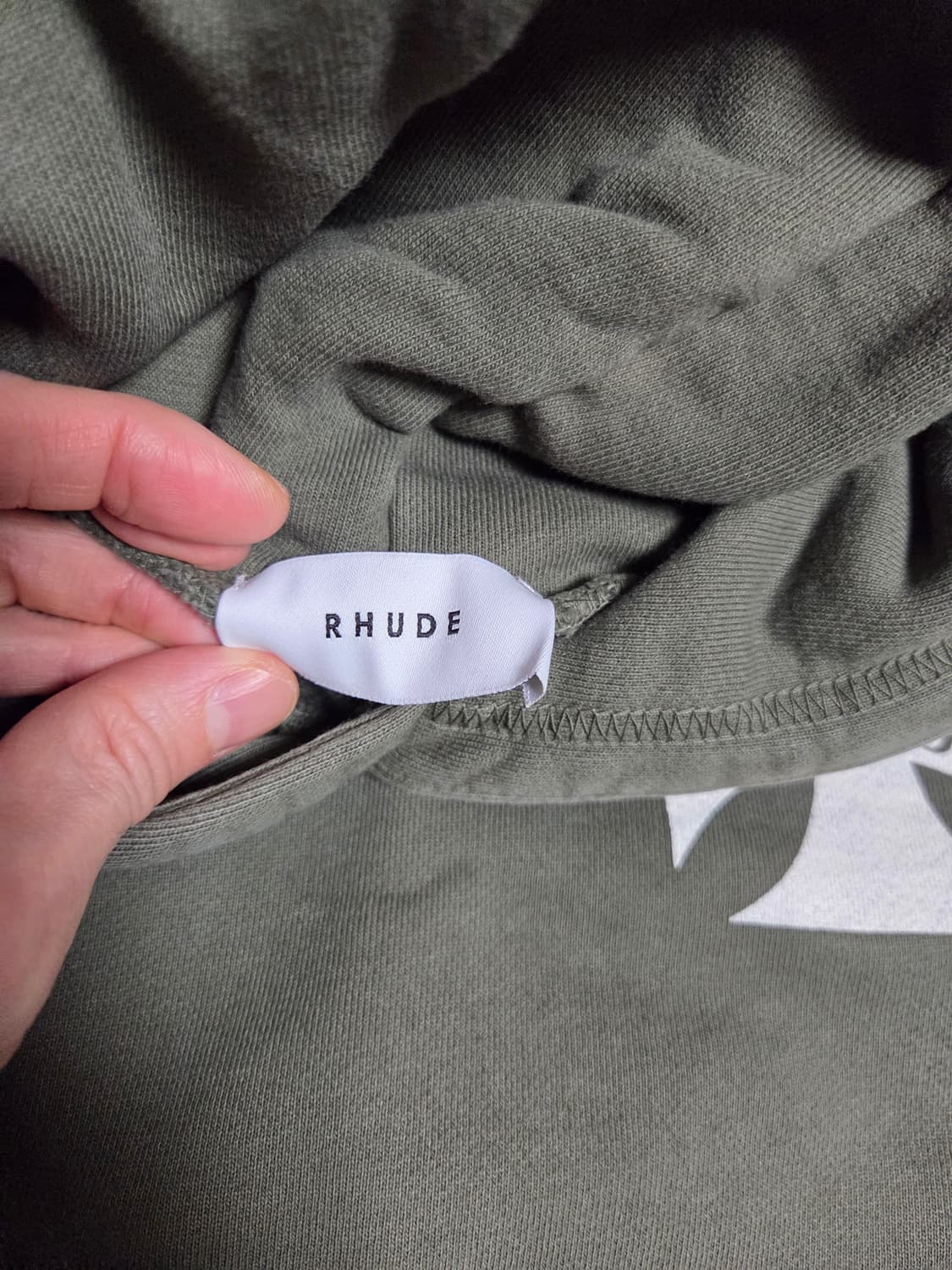 Rhude 루드 체크 슬리브 후드티 카키 상품이미지2