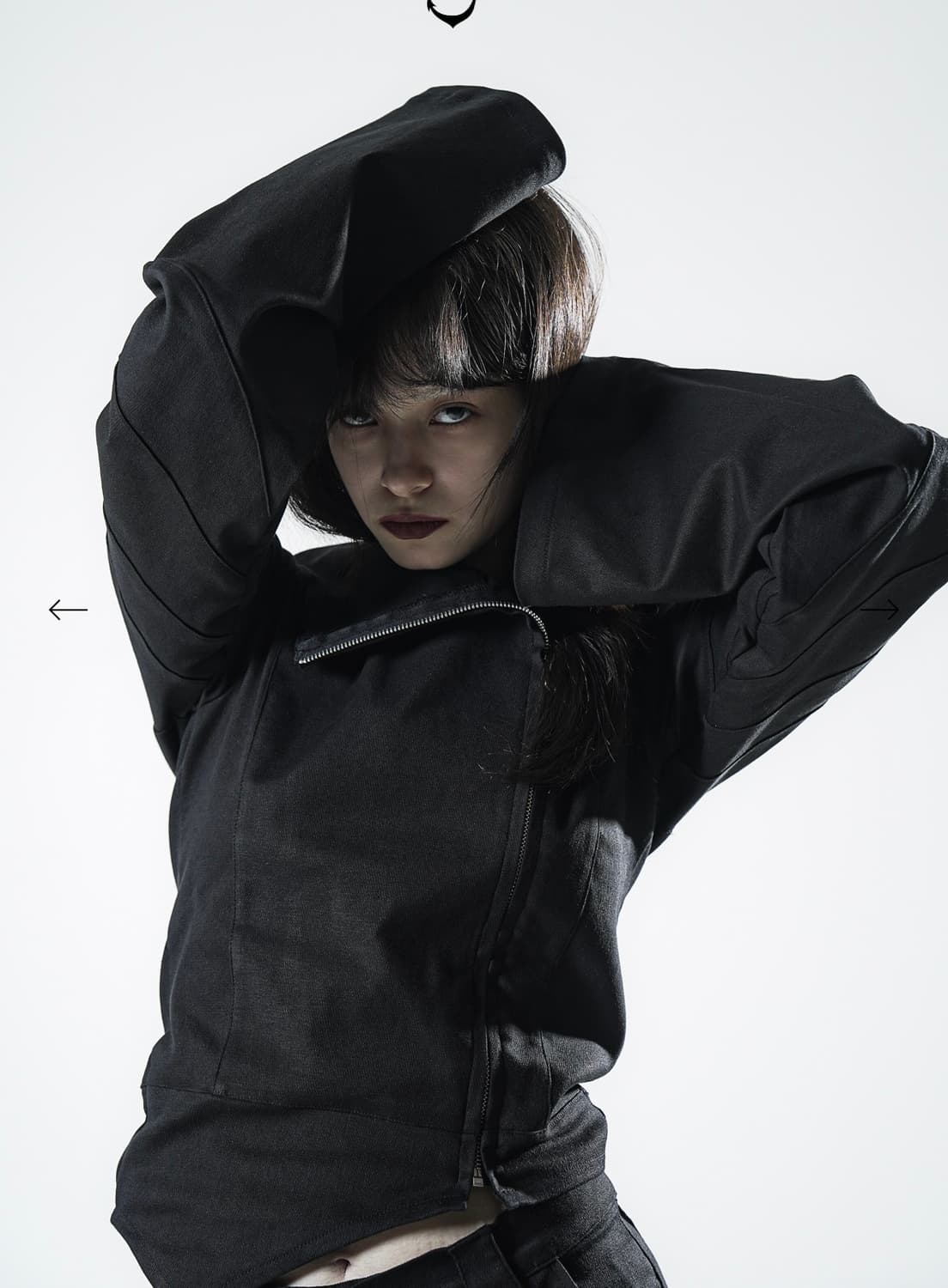 Junkpark 정크박 하이넥 언발란스 후드 자켓 블랙 상품이미지3