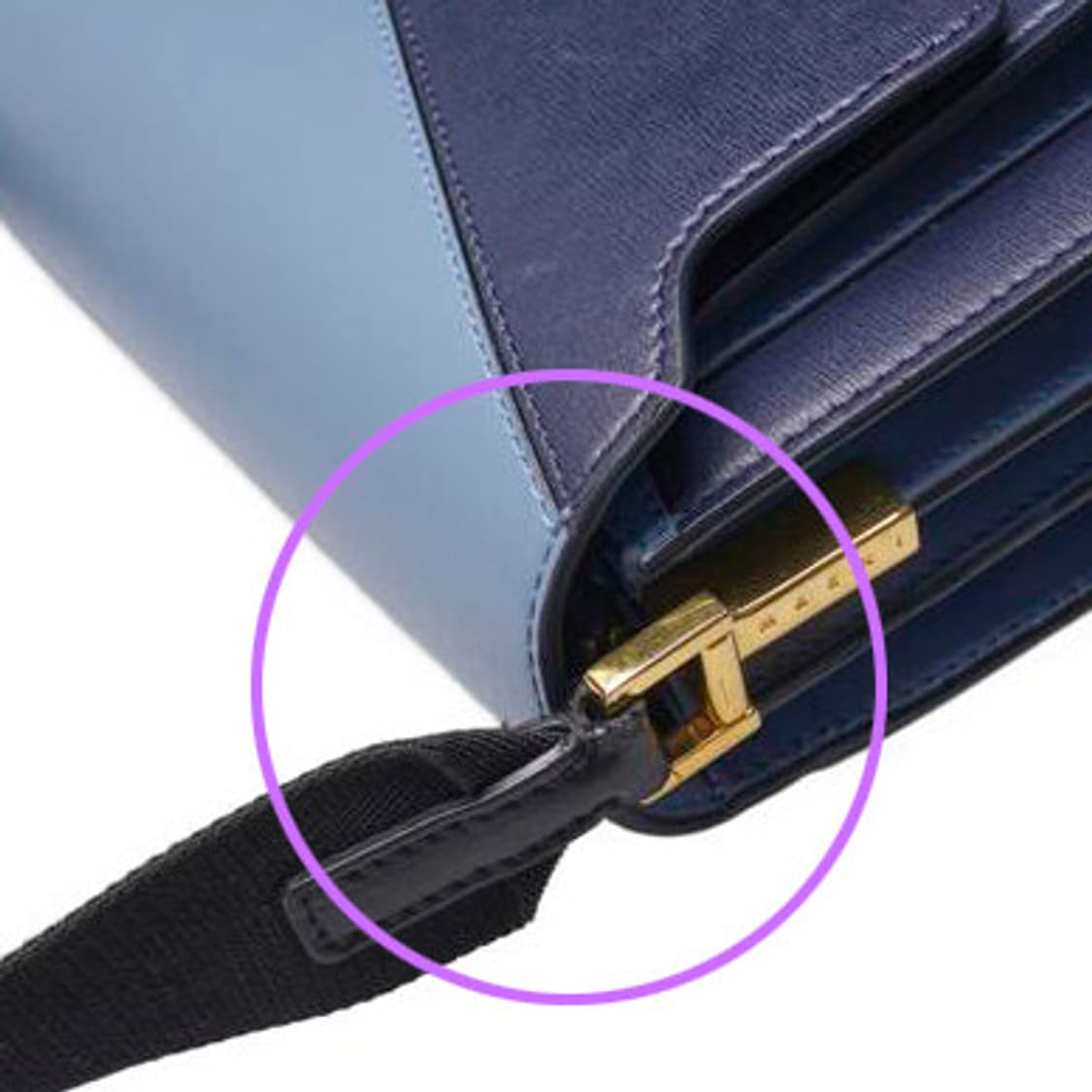 (중고) 마르니 네이비 블루 카프스킨 트렁크 미듐 숄더백 상품이미지8