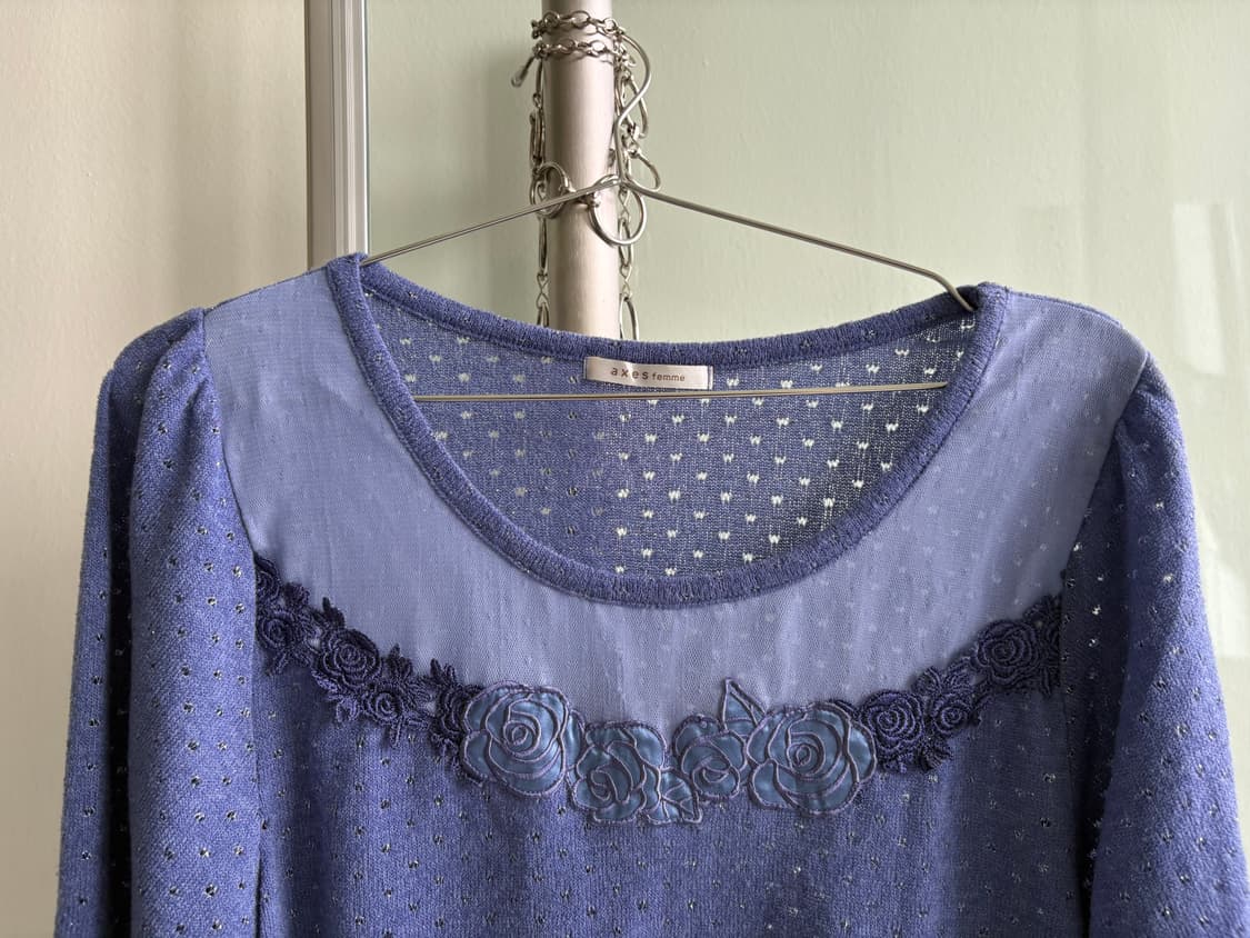 axes femme) flower knit top blue 상품이미지2