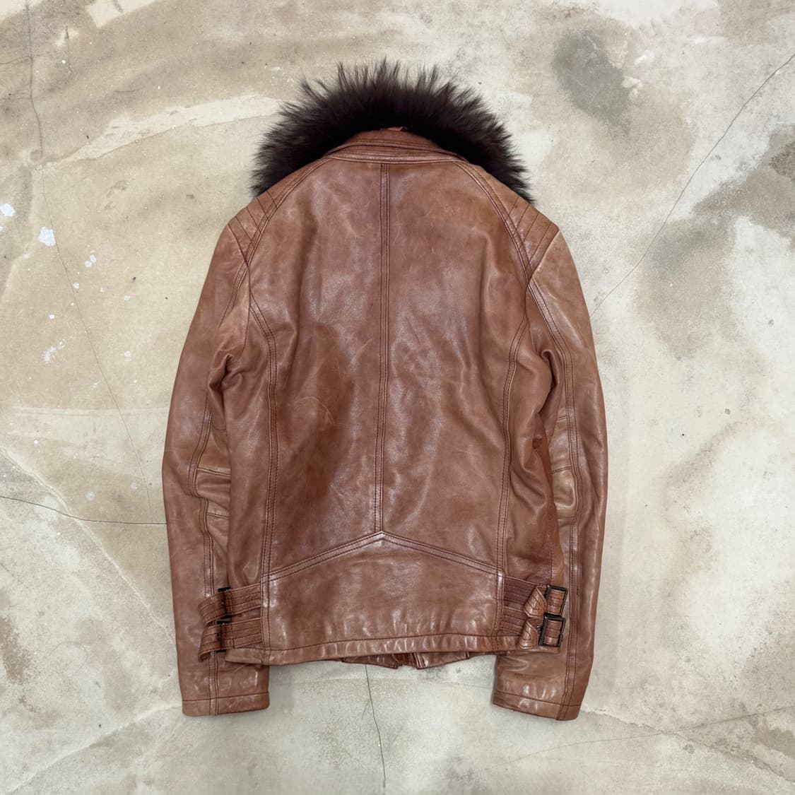 [M] 00’s Tornado Mart Fur Leather Jacket 상품이미지2