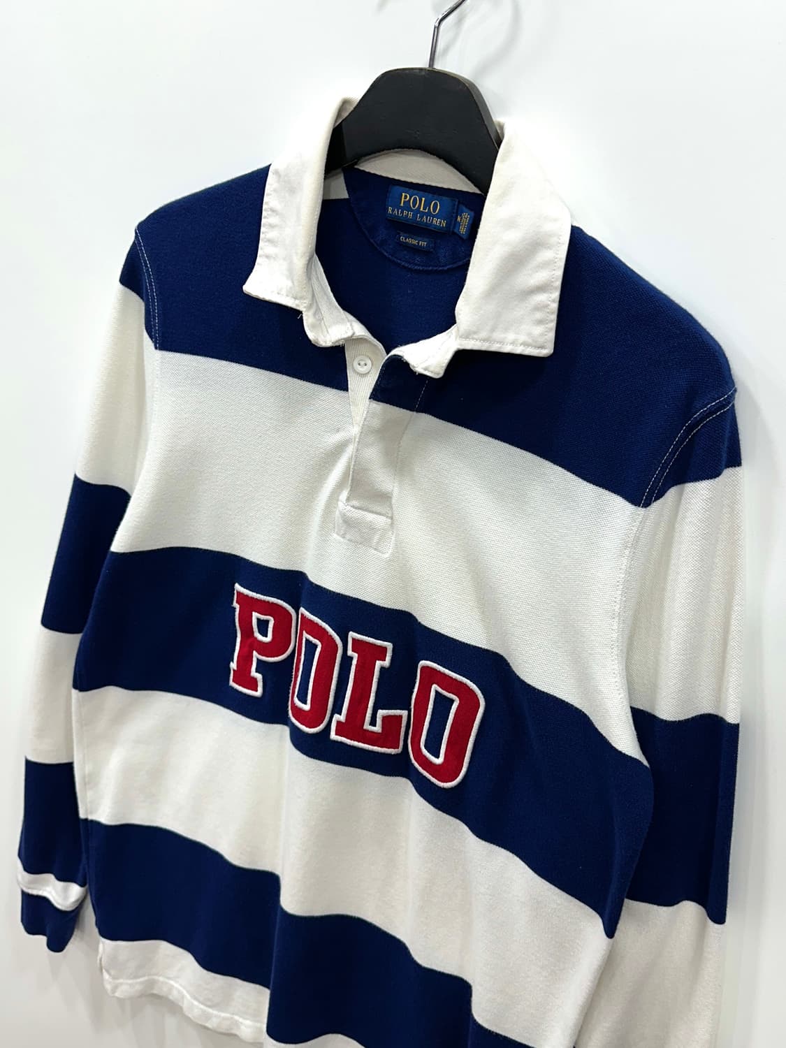 폴로 랄프로렌 스펠아웃 스트라이프 럭비 카라 티셔츠 M 상품이미지2