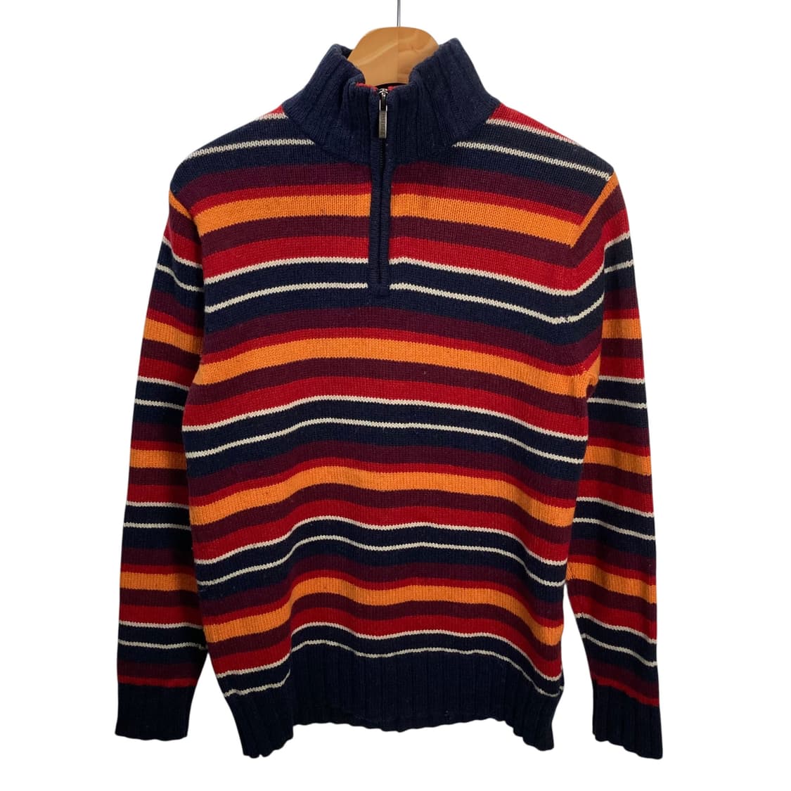 타미힐피거 배색 단가라 반집업 니트 상품이미지2