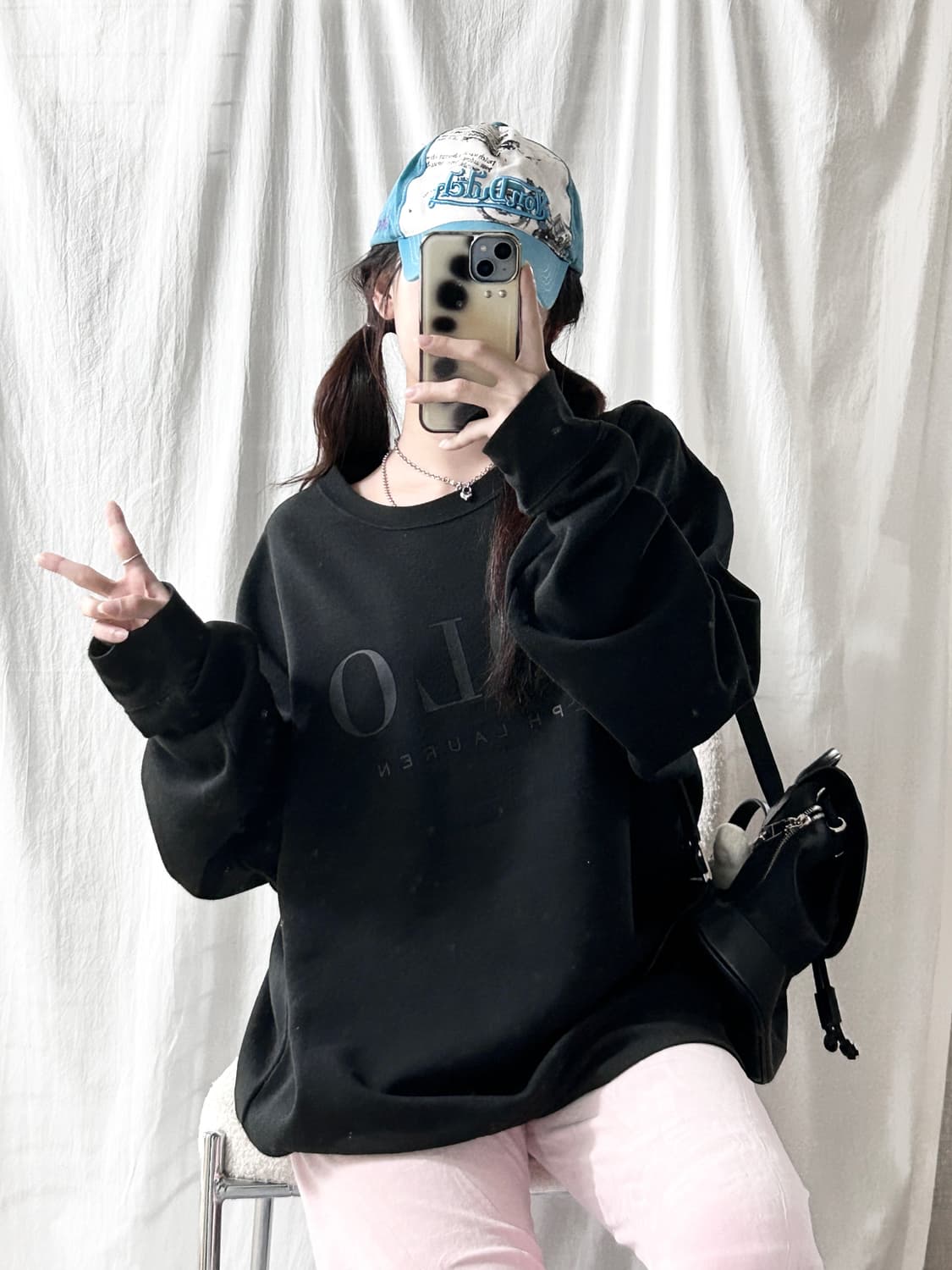 폴로 신형 빅로고 블랙 맨투맨 상품이미지3