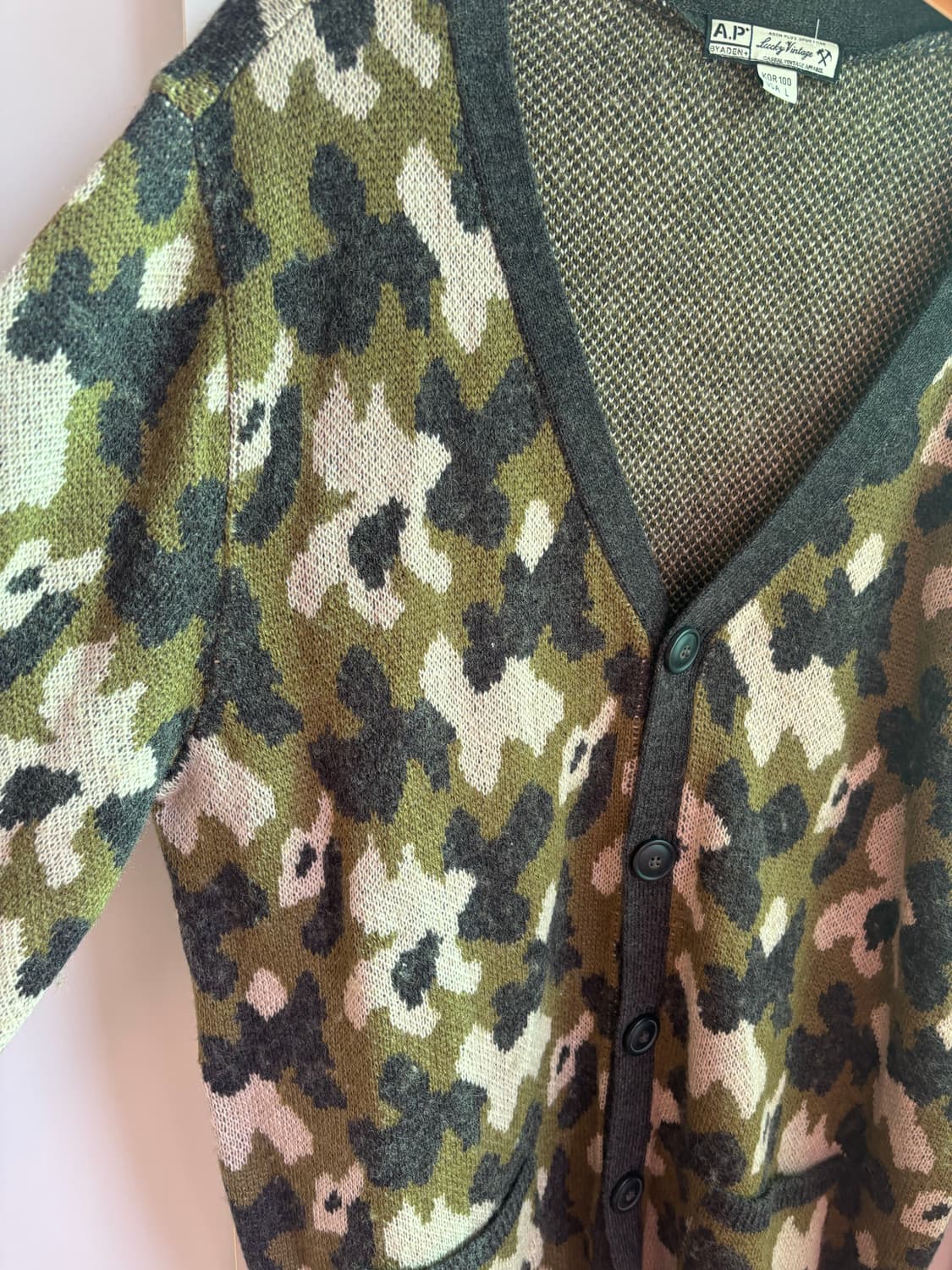 Vintage 카모 가디건 L 상품이미지3