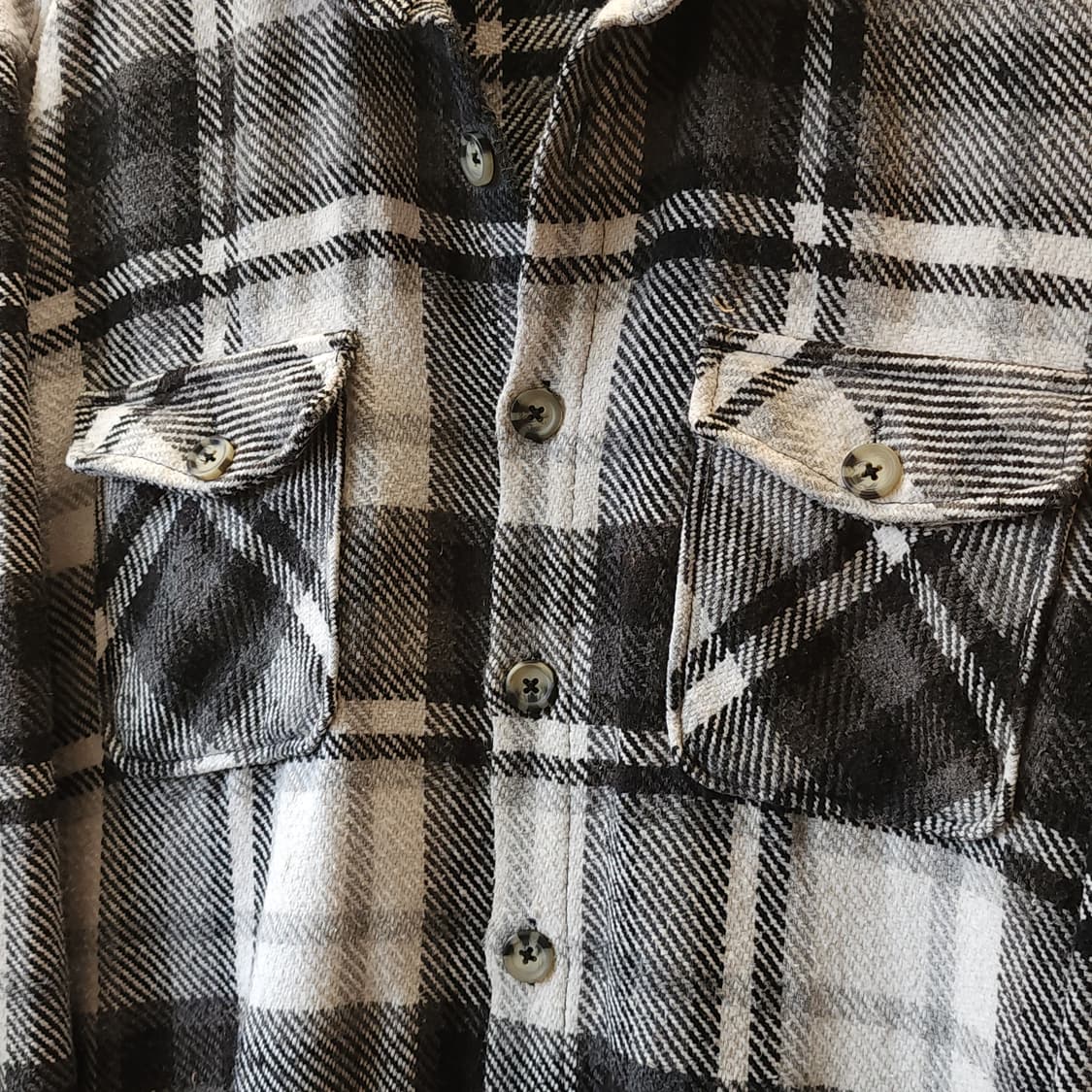 90s 아메리칸 빈티지 체크셔츠 헤비 플란넬 워크셔츠 블루 xl 상품이미지4