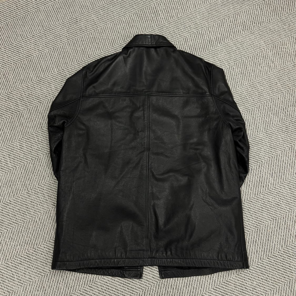 [L]올드 갭 레더 빈티지 카 코트 블랙 상품이미지4