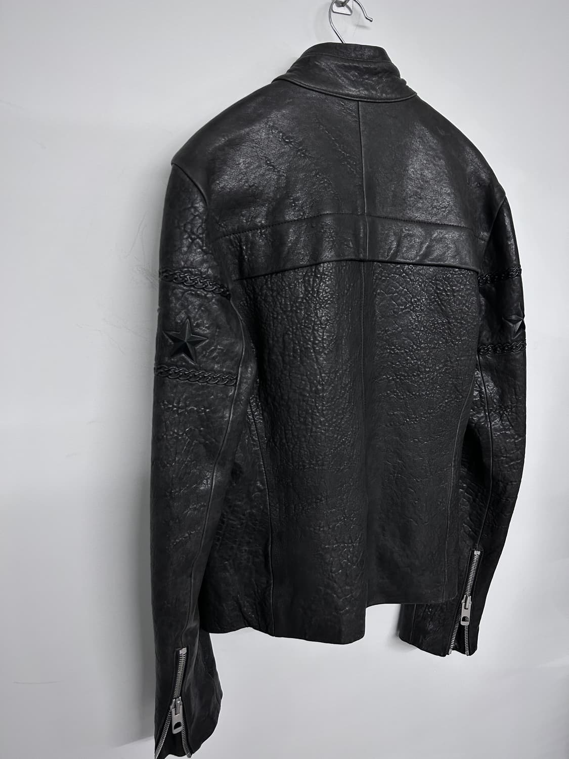 시스템 옴므 스타 엠보싱 풀 지퍼 램스킨 자켓 상품이미지2