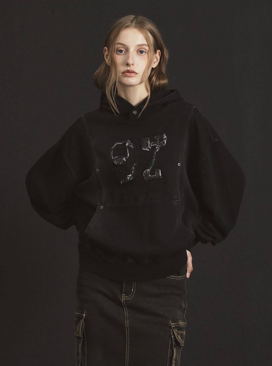 프렌다 Indigo washed hoodie black 워싱 후드티 블랙 상품이미지3