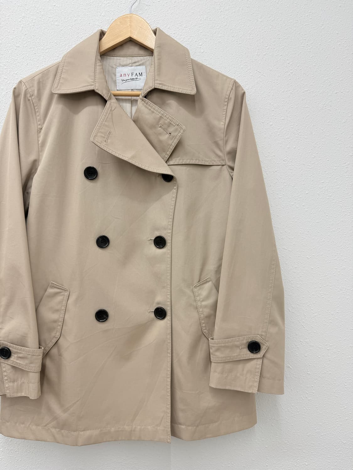 빈티지 AnyFAM 베이지 더블 트렌치 코트 상품이미지2