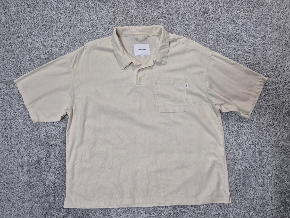 커버낫 남성 린넨 반팔 카라 셔츠 M 상품이미지1