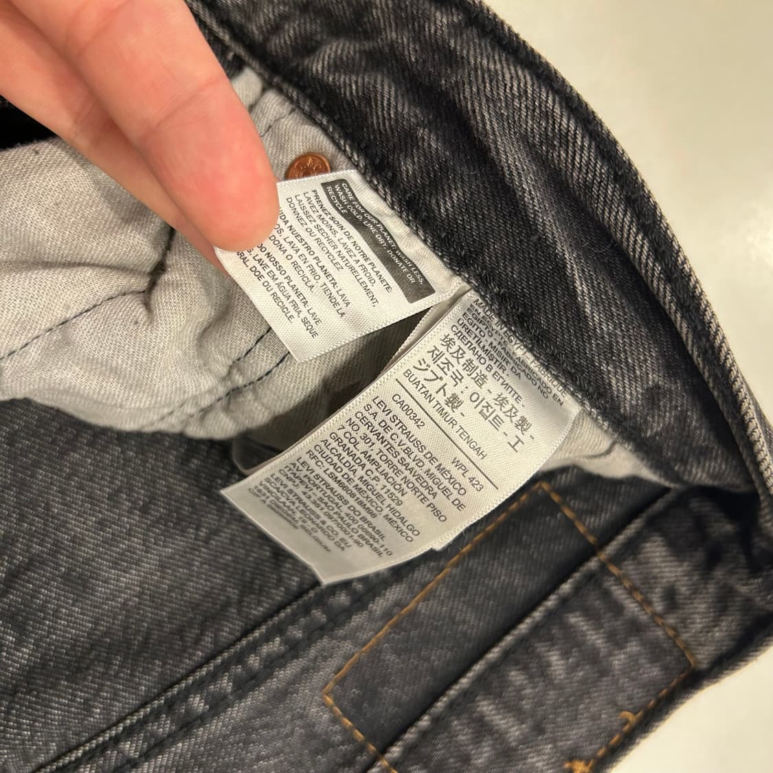 [34x32] 리바이스 501 93 스트레이트 블랙 데님 팬츠 상품이미지6