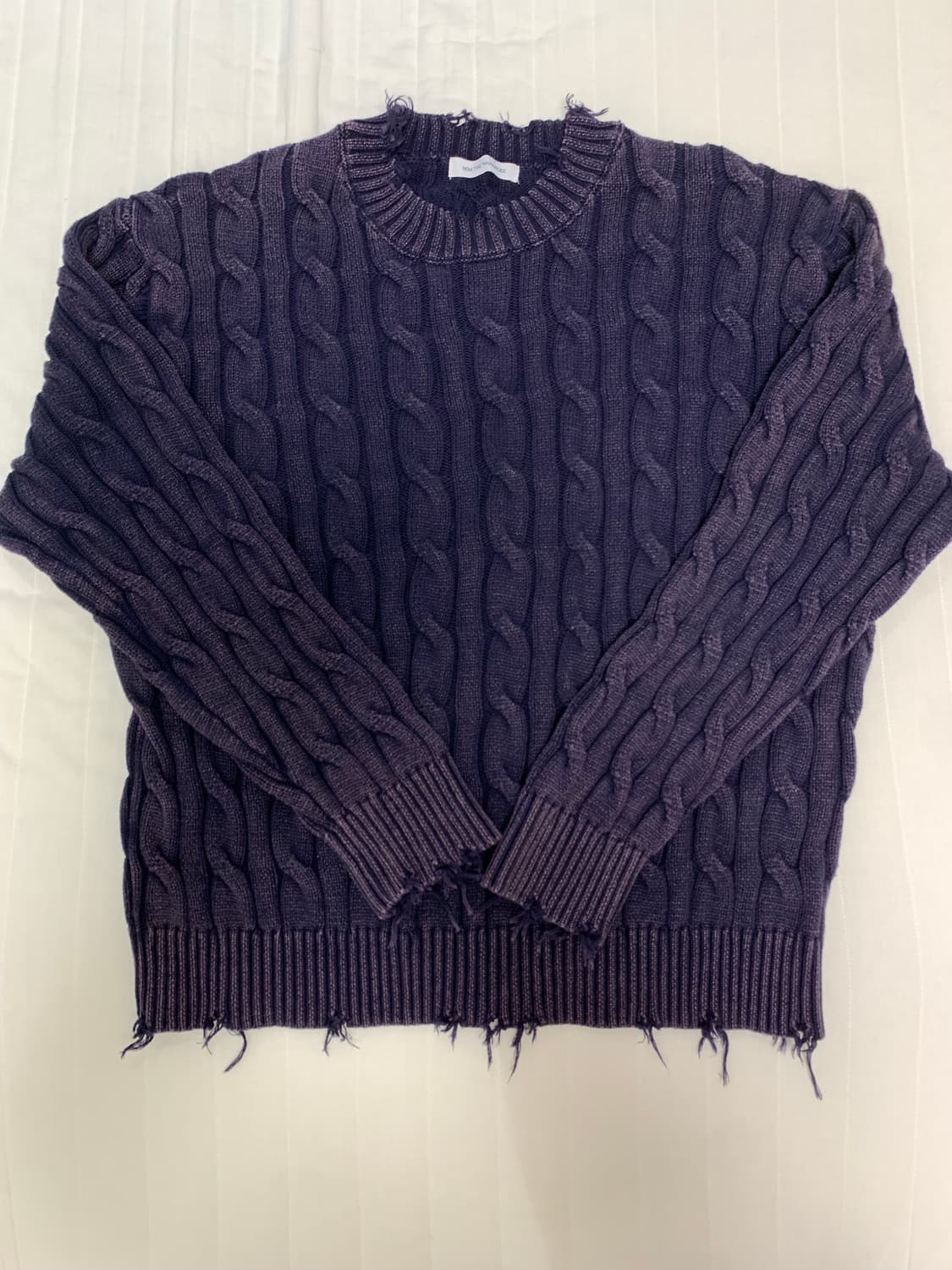 [2] 밈더워드로브 빈티지 워시드 케이블 니트 네이비 상품이미지2