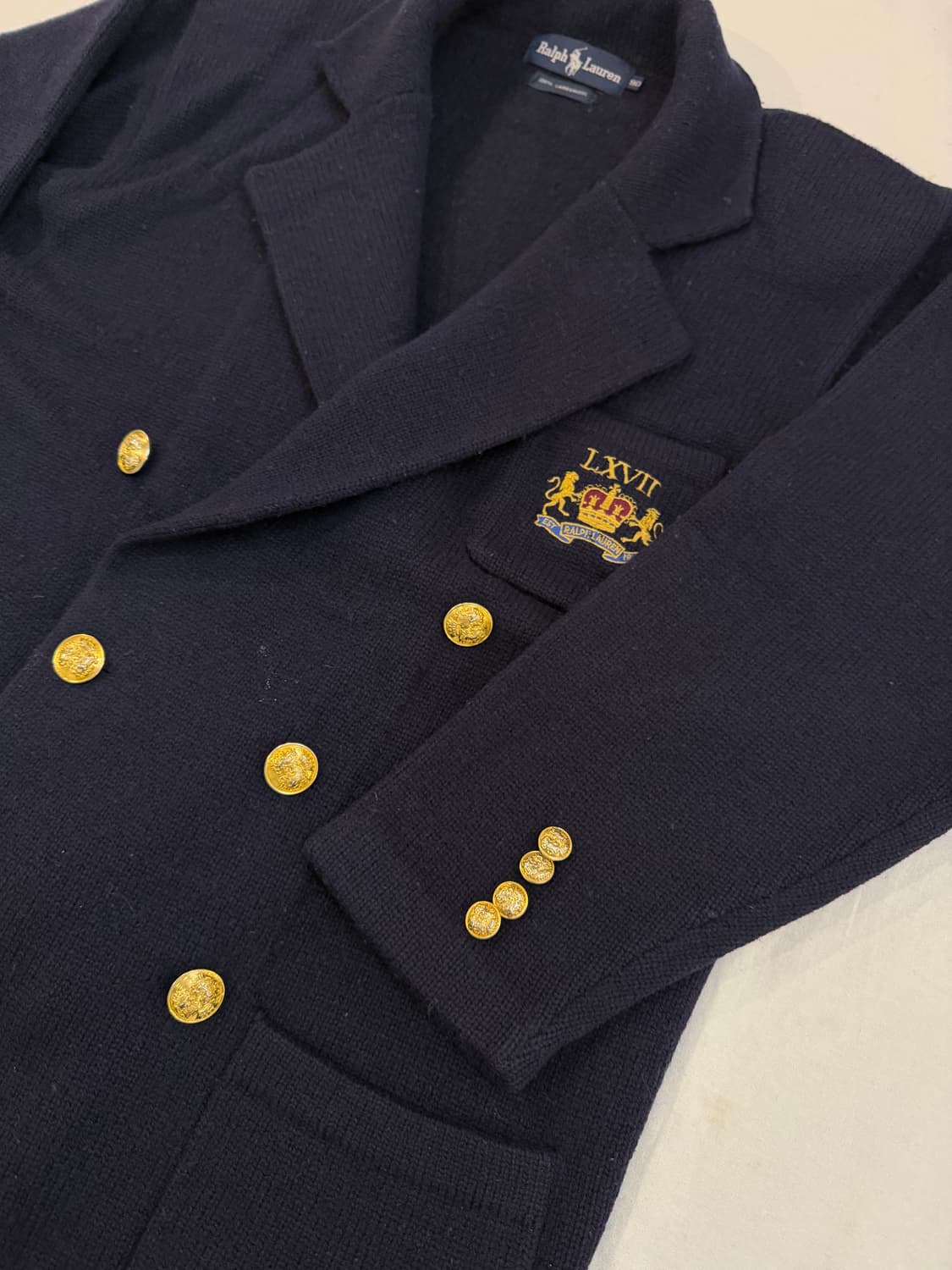 90s 폴로 랄프로렌 네이비 금장 울 니트 블레이저 자켓 상품이미지2