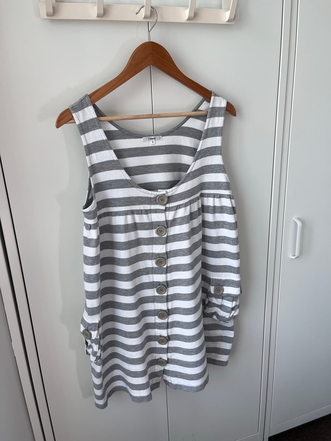 J-honey 단추 스트라이프 핀턱 나시 원피스 상품이미지8