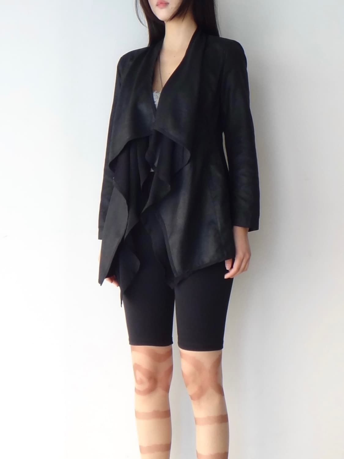 Ninja drape semi leather jacket / black 상품이미지7