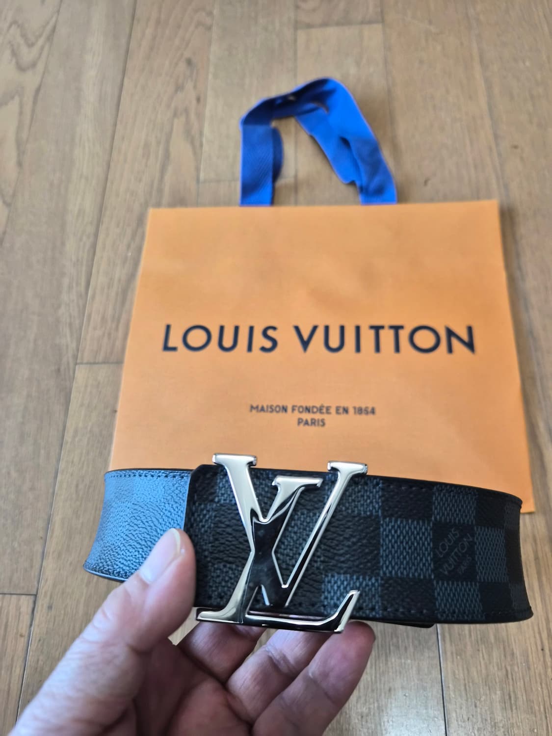 (정품) 루이비통 다미에 LV로고 벨트 그라피트 (명품 남자 허리띠) 상품이미지1