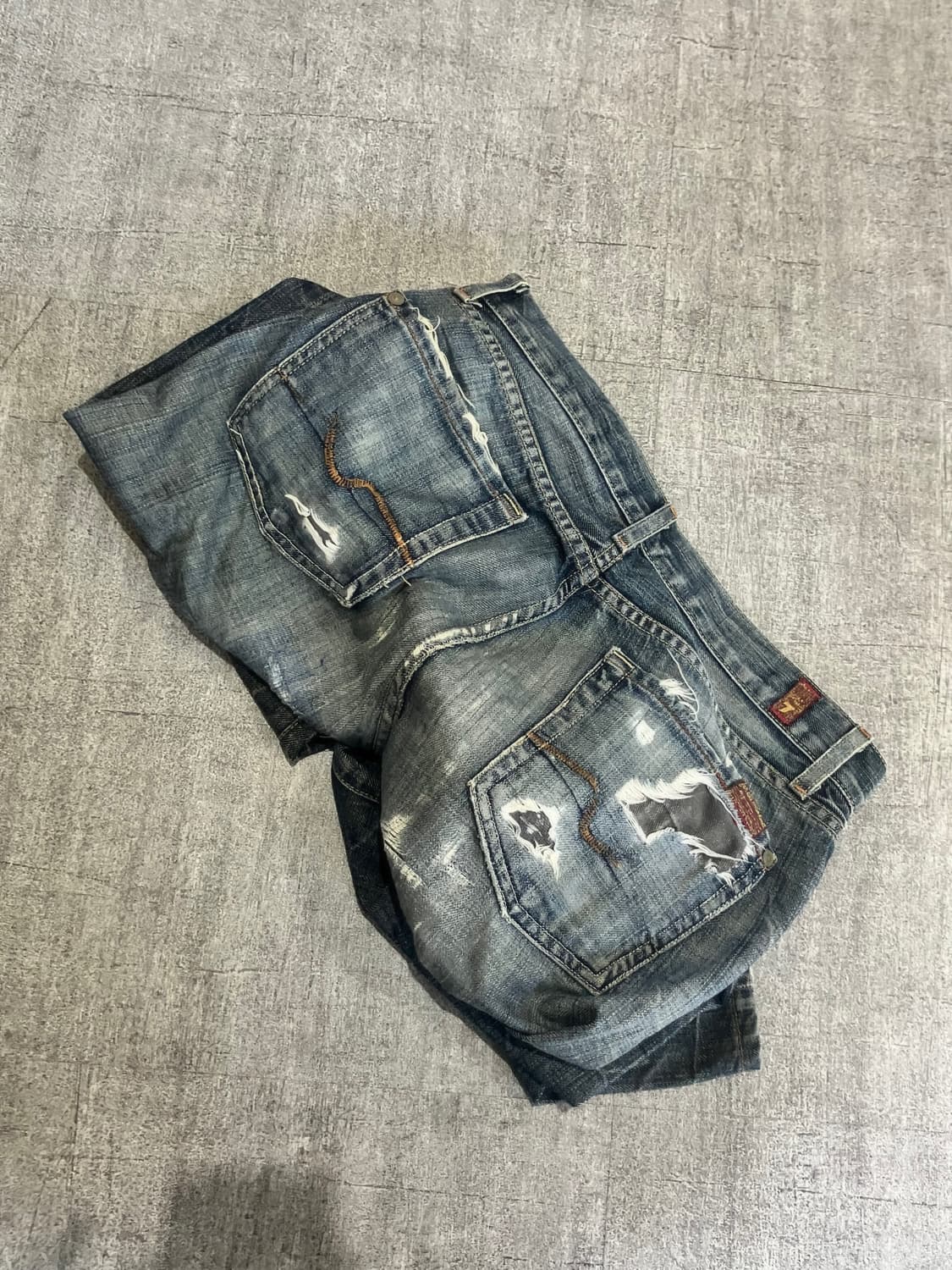 일본빈티지 Old7 핀터깔y2k 보헤미안워시드 세미와이드팬츠 상품이미지2