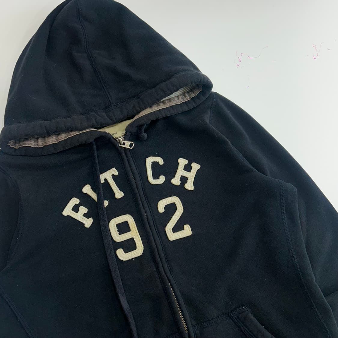 Abercrombie 아베크롬비 스펠아웃로고 다크네이비 후드집업 상품이미지4