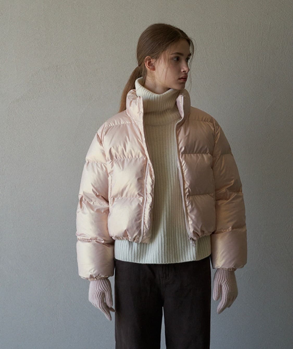 오로 글로시 크롭 푸퍼 패딩 Glossy Pink S 상품이미지2