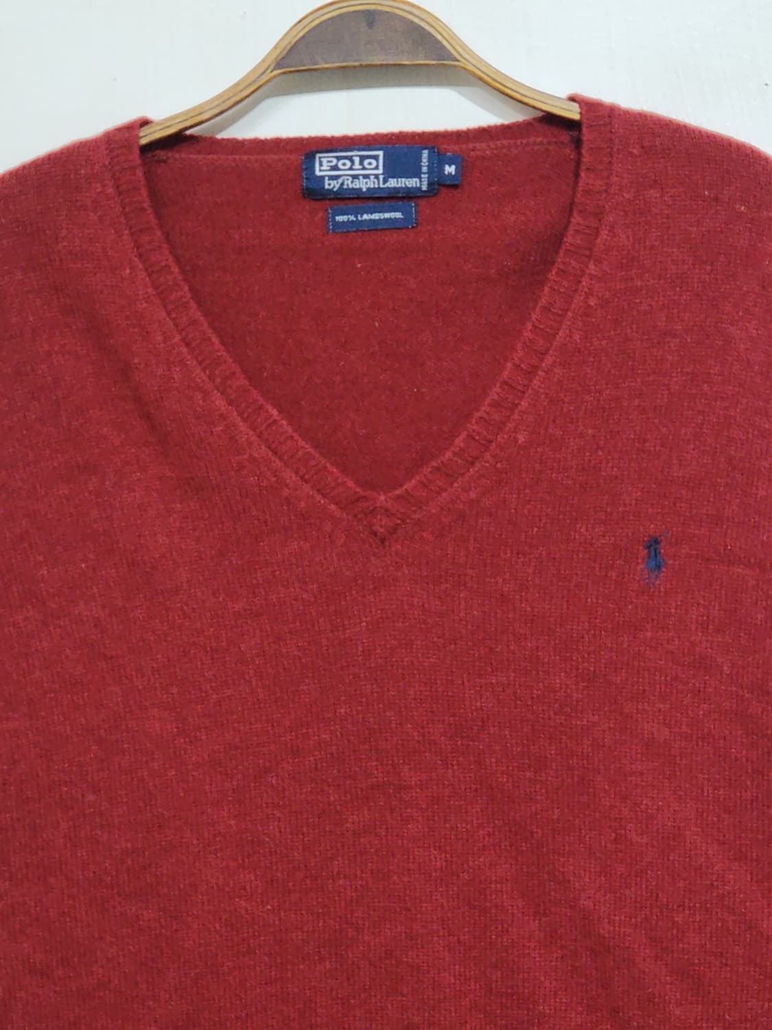 (L) 랄프로렌 폴로 브이넥 니트 버건디 램스울 스웨터  상품이미지2