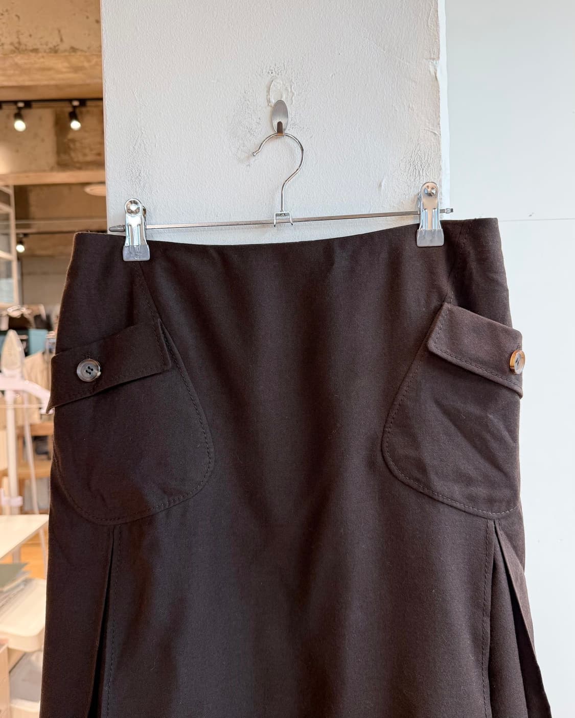 발렌티노 브라운 포켓 프릴 미디스커트  상품이미지3