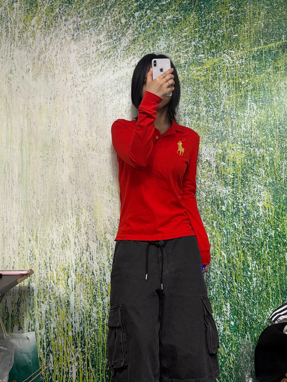 폴로 빅포니 치프키프 금장 자수 레드 딱붙 럭비티 롱슬리브 S 상품이미지2