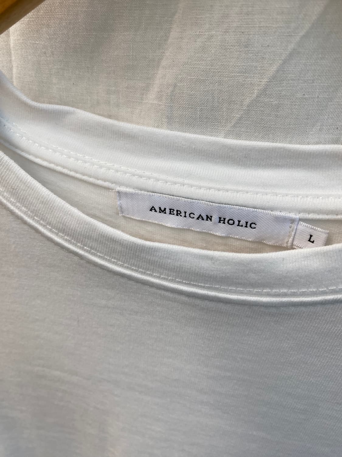 AMERICAN HOLIC 화이트 슬리브리스탑(L) 상품이미지6