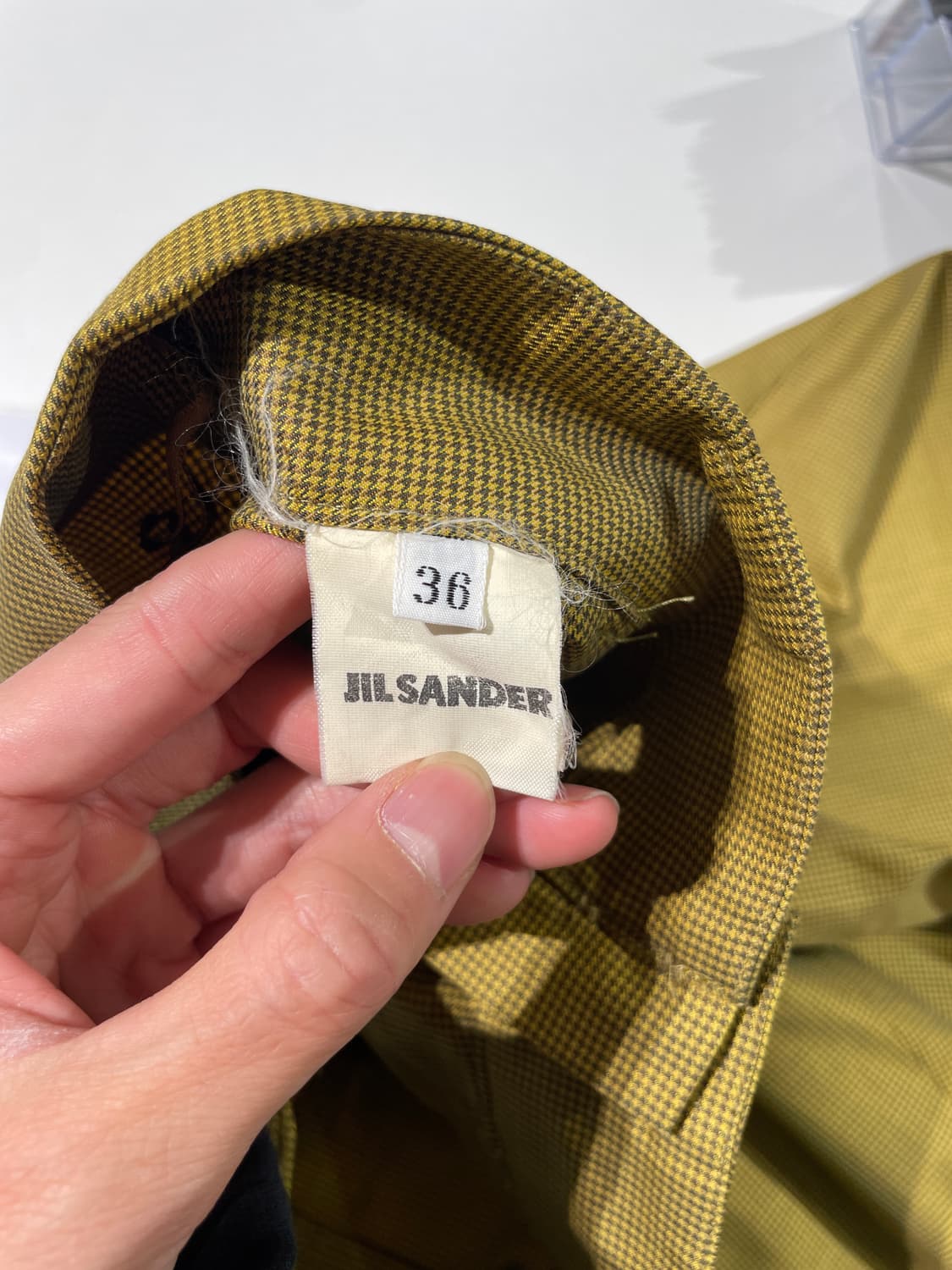 질샌더 골드 하운드 투스 체크 핀턱 와이드 카프리 팬츠 상품이미지8