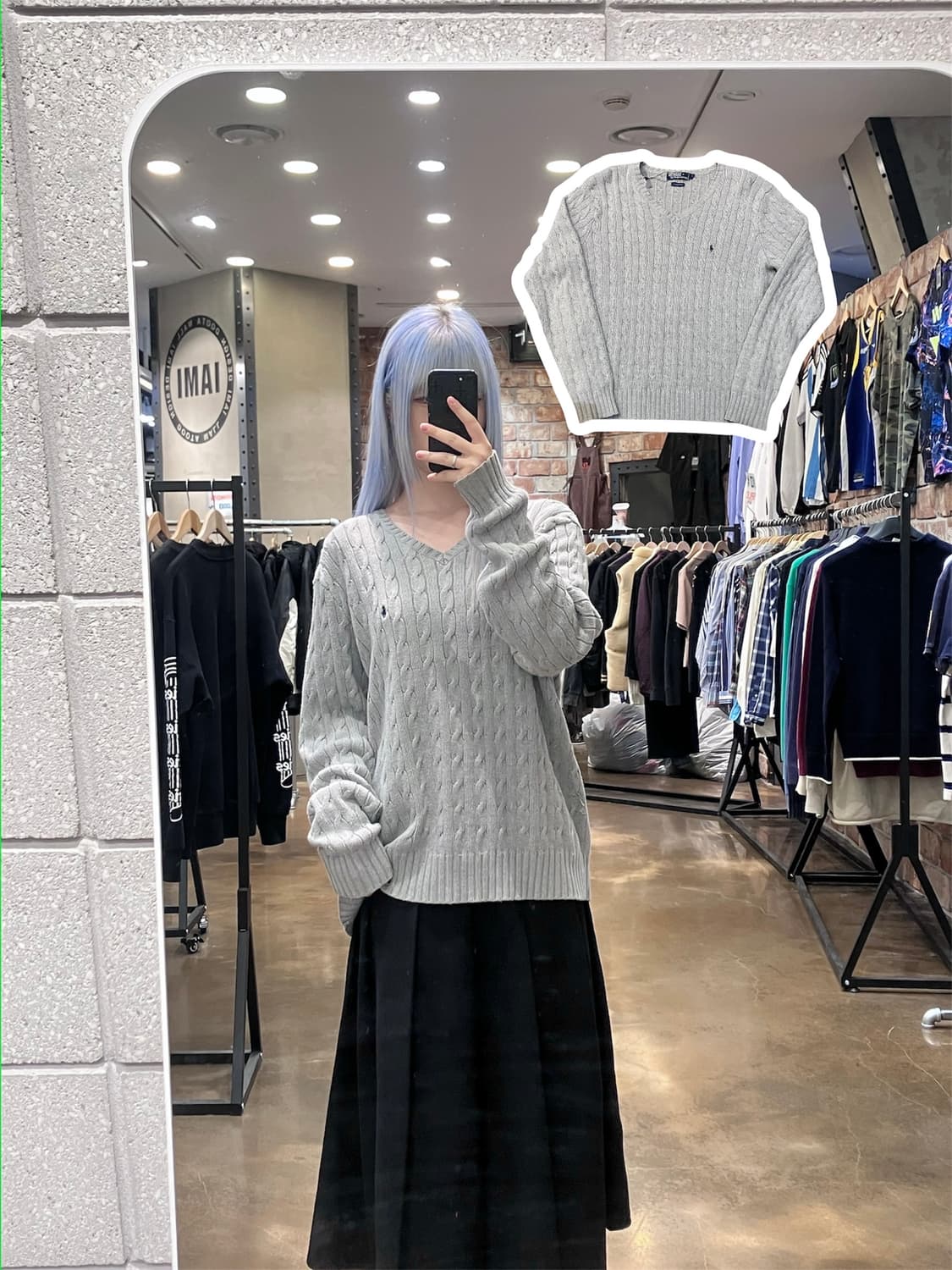 폴로 랄프로렌 브이넥 꽈배기 니트 그레이 L  #csz4160 상품이미지1