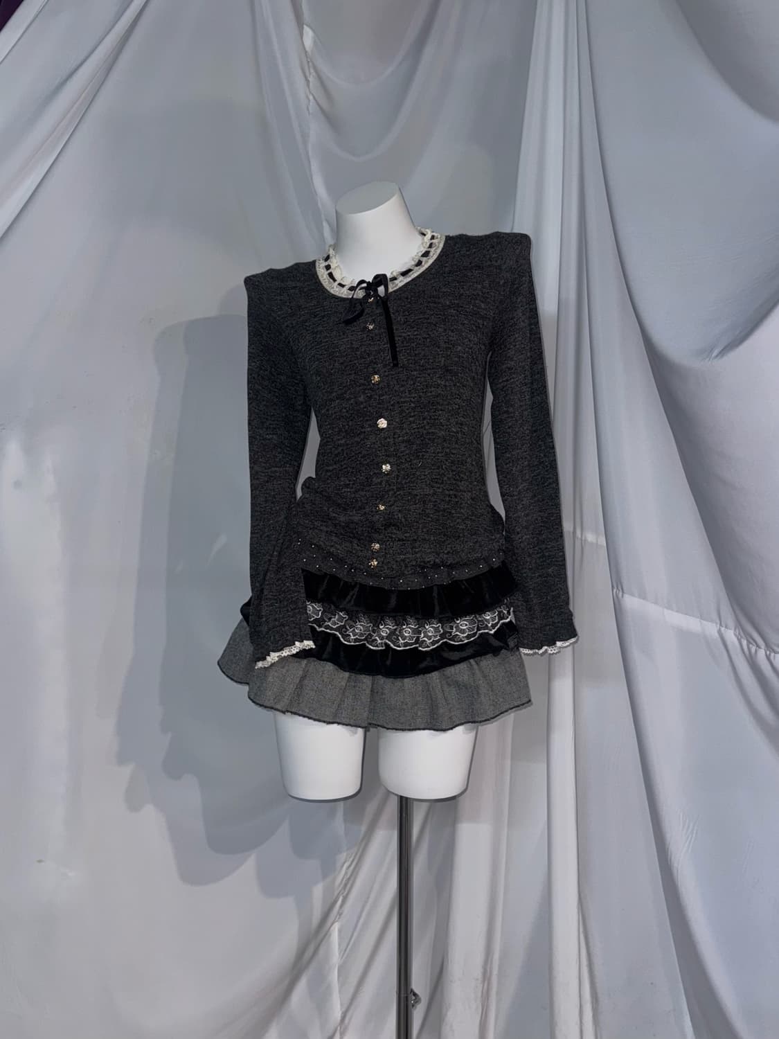 사와코깔 무채색 폭닥폭닥 니혼진 케이프 코디세트 상품이미지4