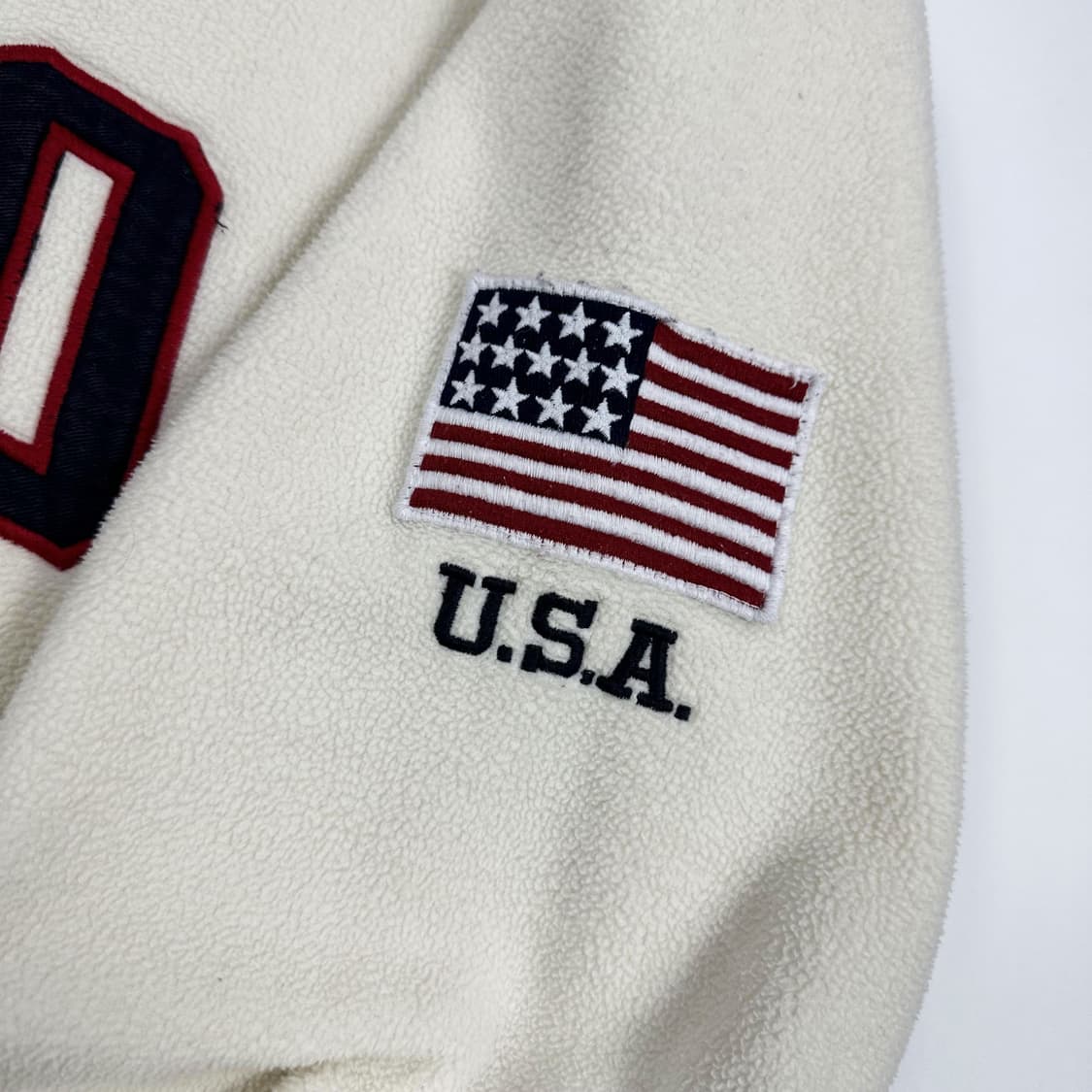 폴로 랄프로렌 레터링 아이보리 후리스 후드티 (L) 상품이미지5