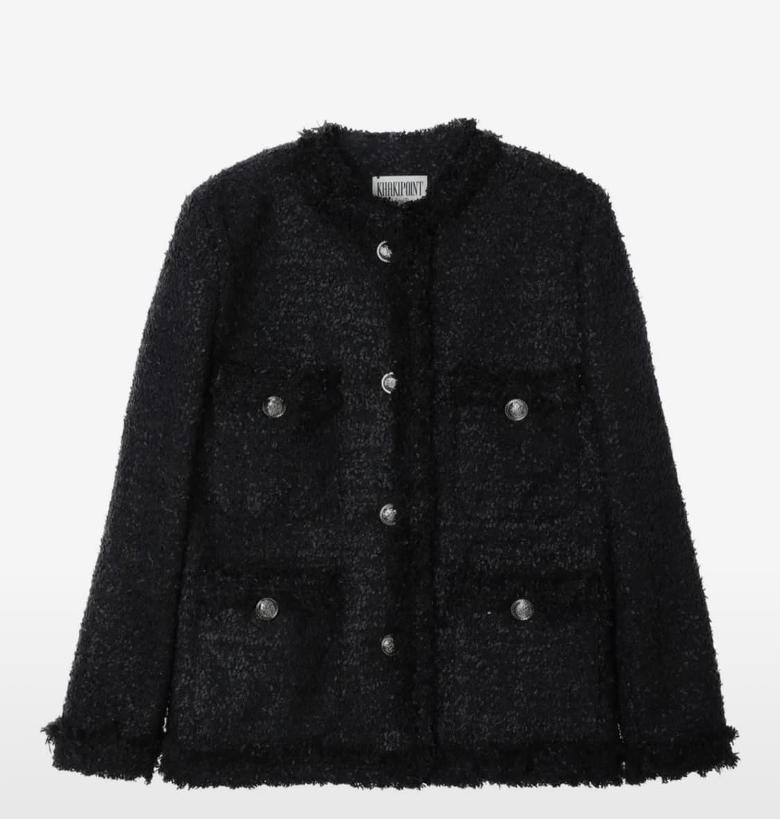 카키포인트 트위드 롱 블랙 상품이미지1