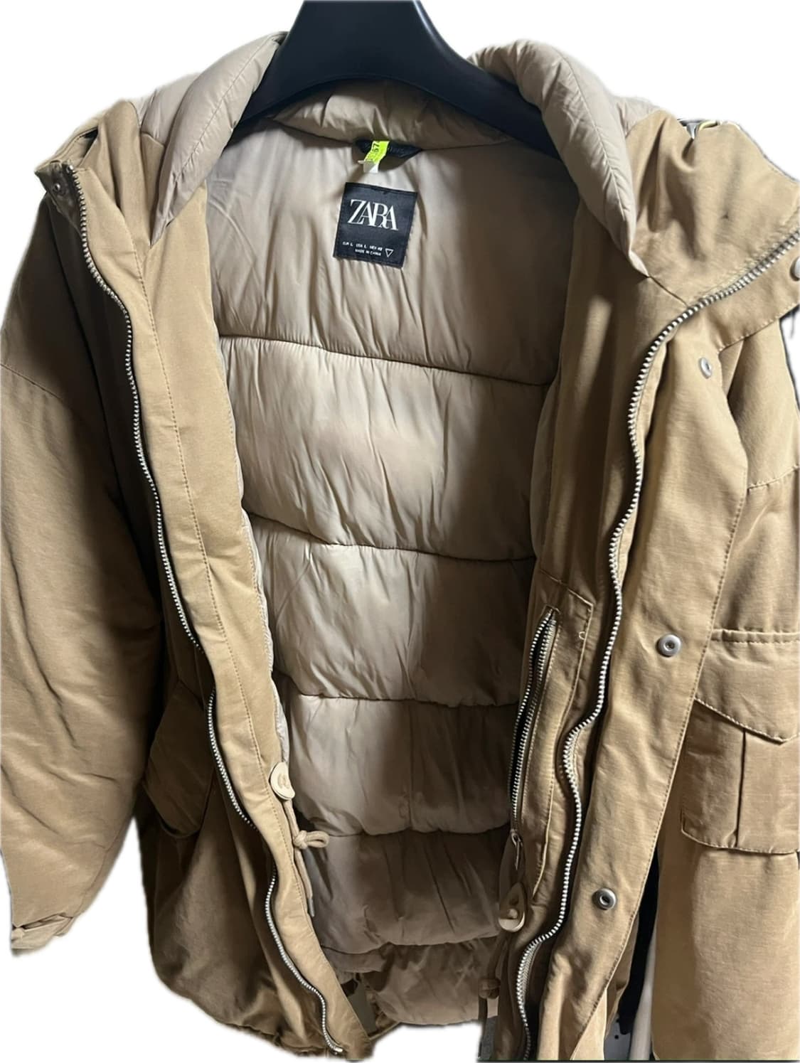 자라 남성 머스타드 후드 패딩 L 상품이미지3