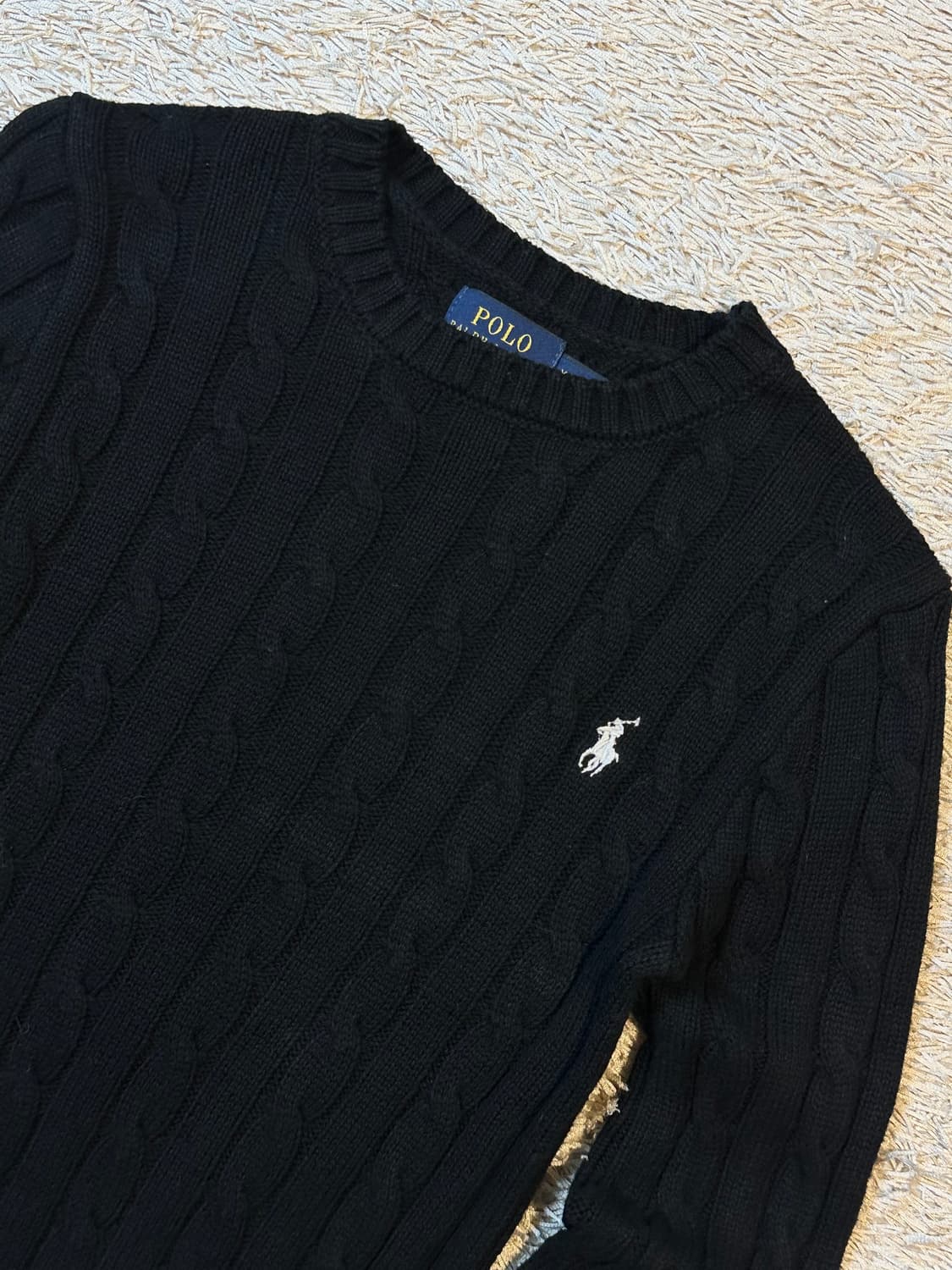 폴로 랄프로렌 신형 화이트포니 케이블 코튼 꽈배기 니트 블랙 상품이미지2