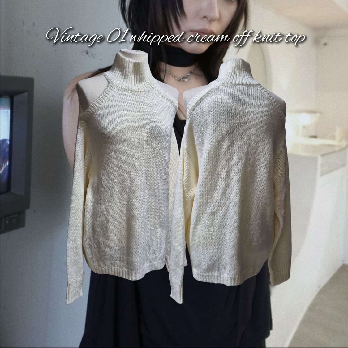 Vintage 01 whipped cream off knit top 상품이미지1